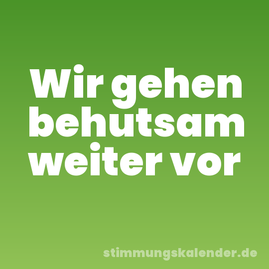 Wir gehen behutsam weiter vor