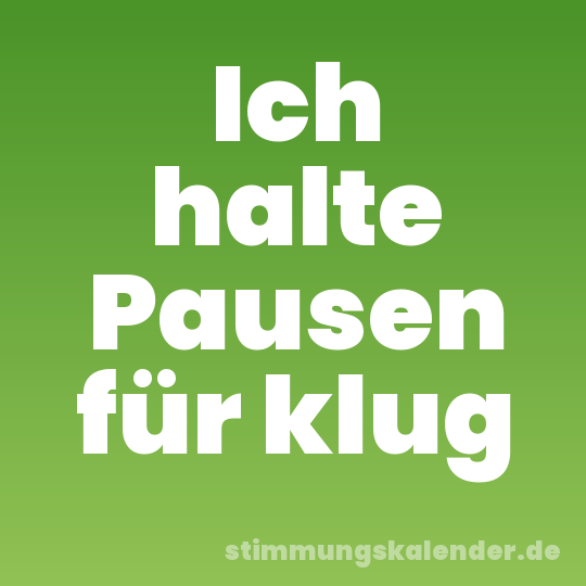 Ich halte Pausen für klug