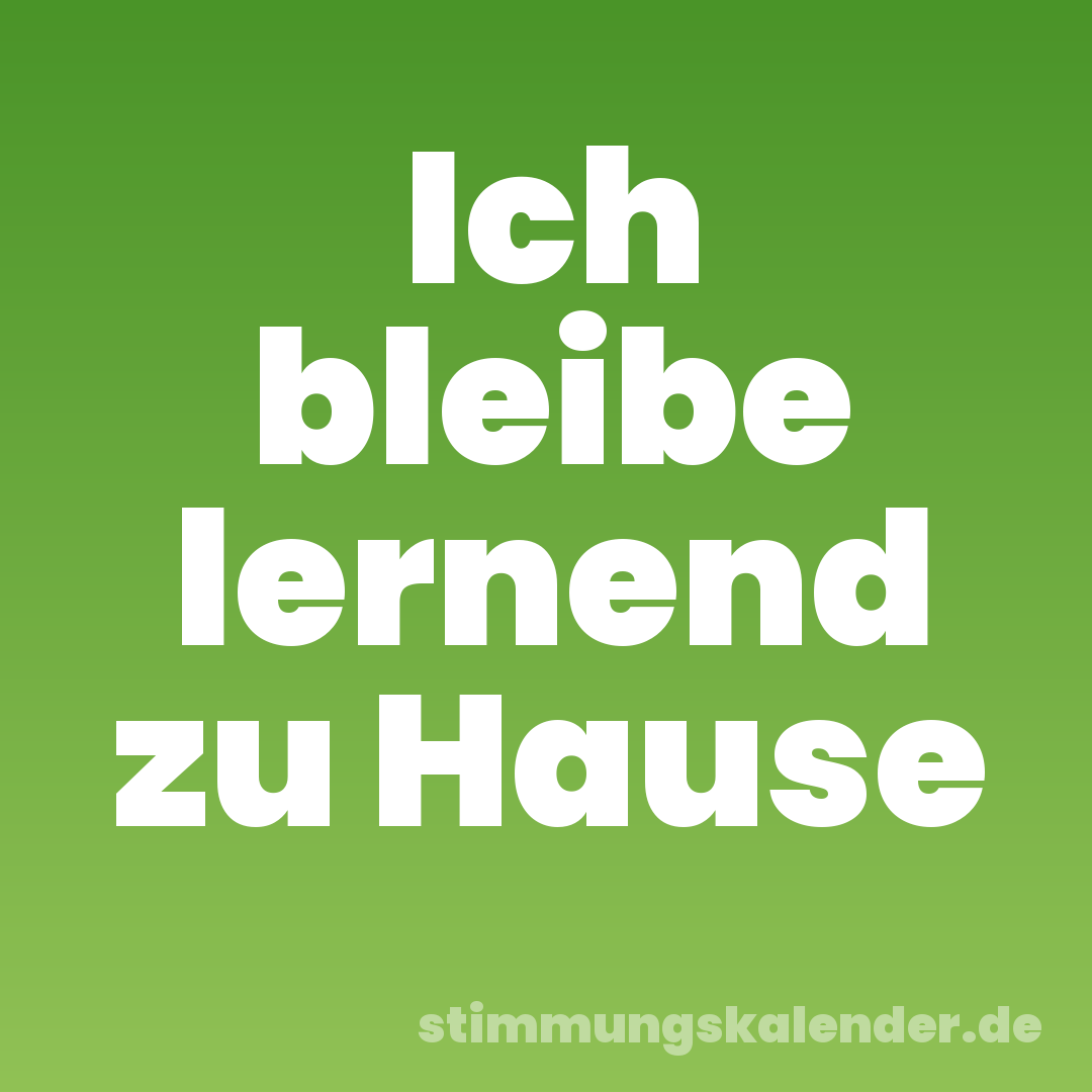 Ich bleibe lernend zu Hause