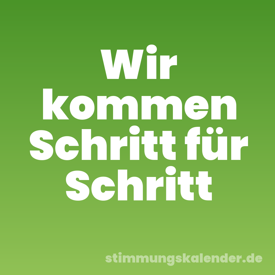 Wir kommen Schritt für Schritt