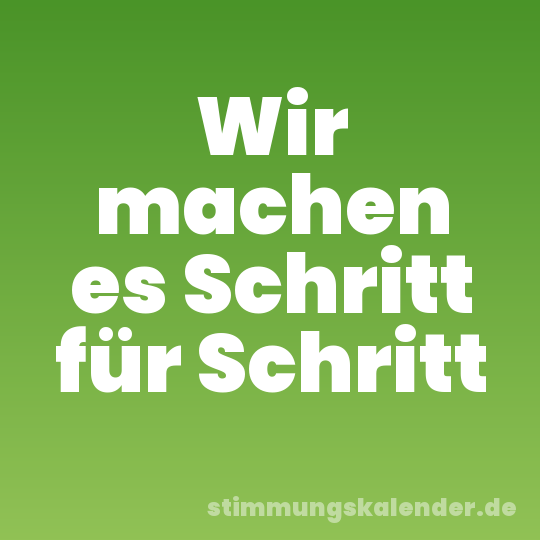 Wir machen es Schritt für Schritt