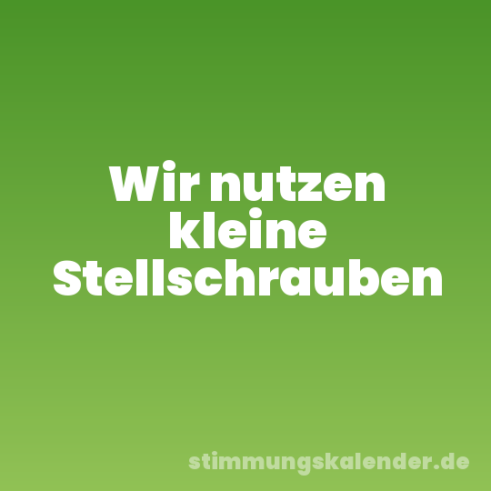 Wir nutzen kleine Stellschrauben