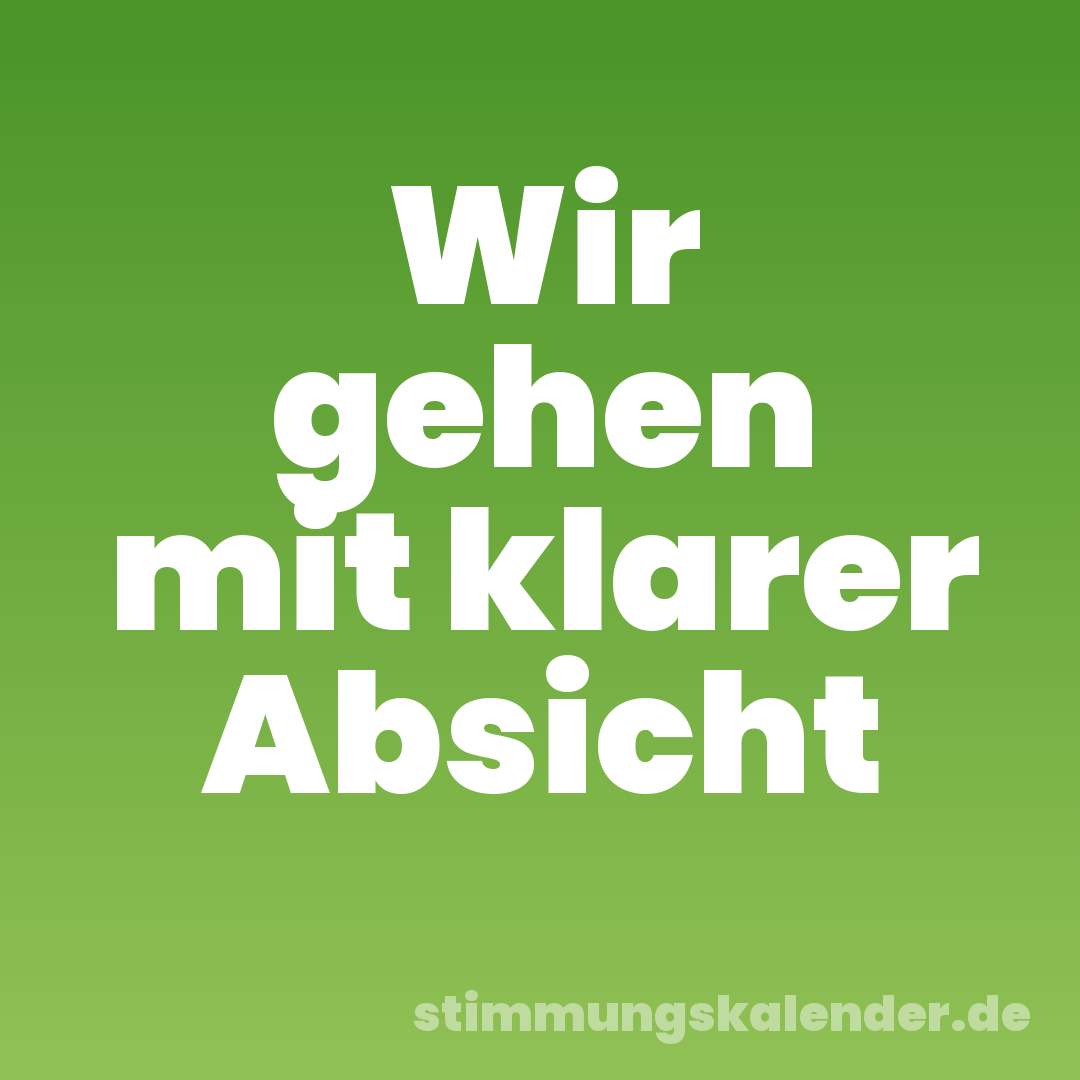 Wir gehen mit klarer Absicht