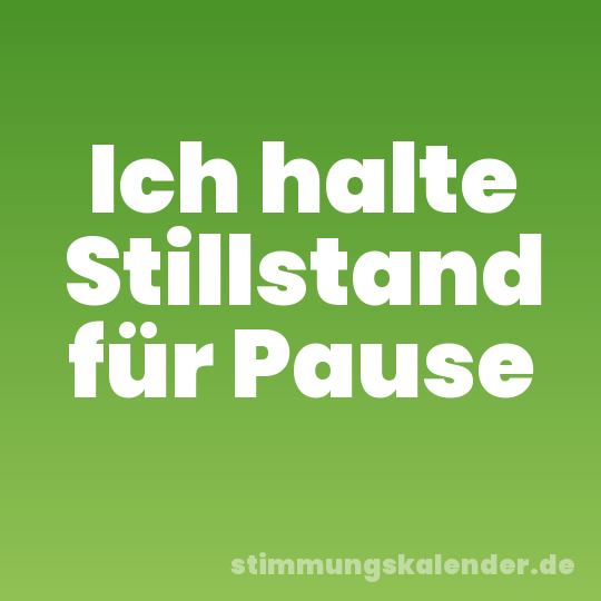 Ich halte Stillstand für Pause