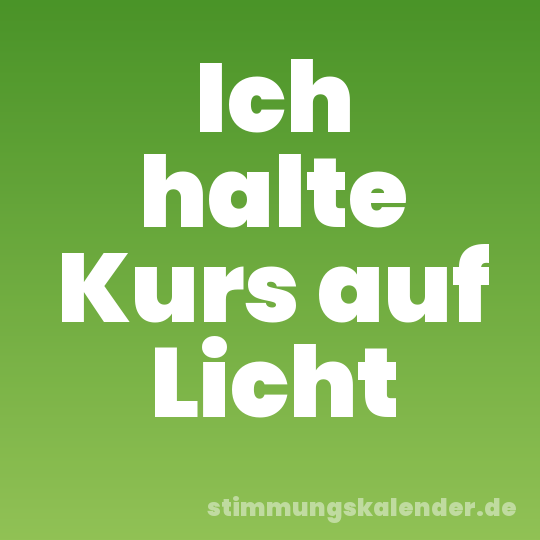 Ich halte Kurs auf Licht