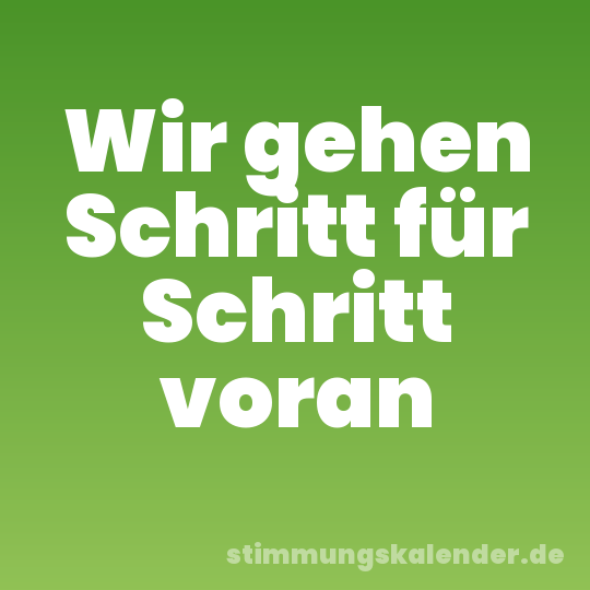 Wir gehen Schritt für Schritt voran
