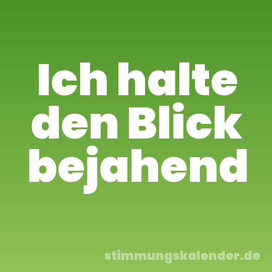 Ich halte den Blick bejahend