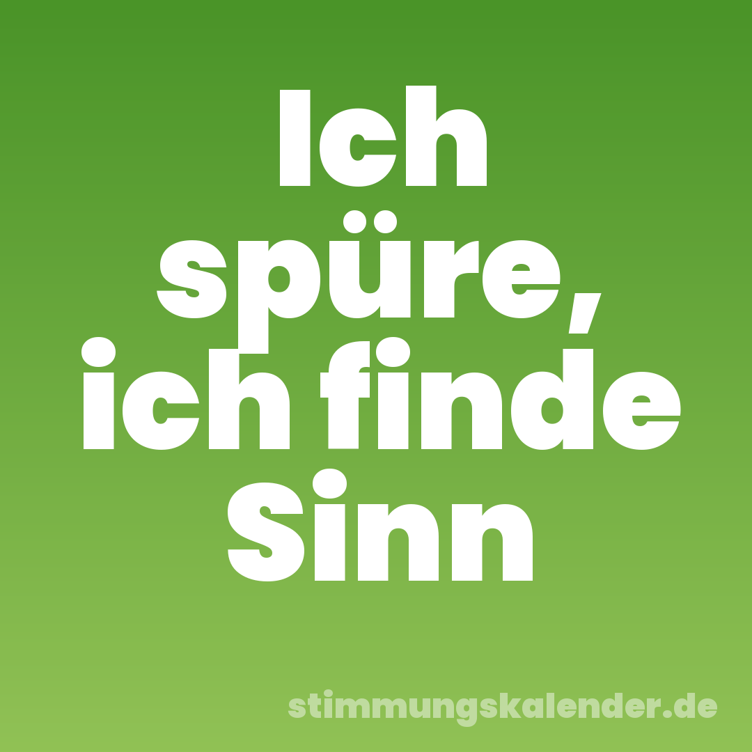 Ich spüre, ich finde Sinn
