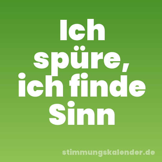 Ich spüre, ich finde Sinn