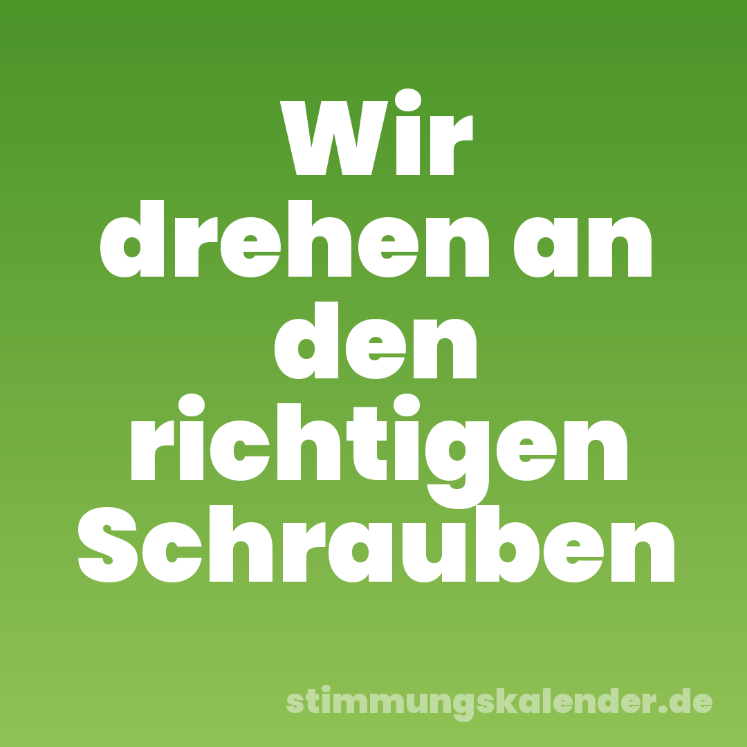 Wir drehen an den richtigen Schrauben