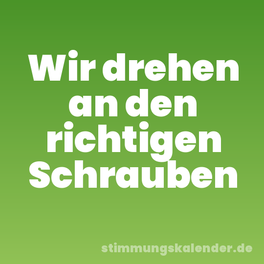 Wir drehen an den richtigen Schrauben