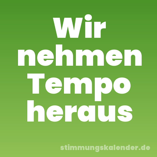 Wir nehmen Tempo heraus
