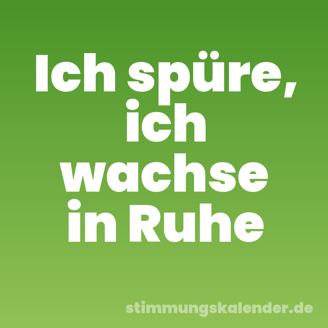 Ich spüre, ich wachse in Ruhe