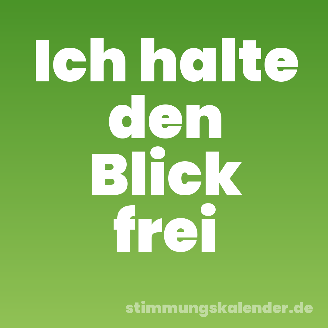 Ich halte den Blick frei