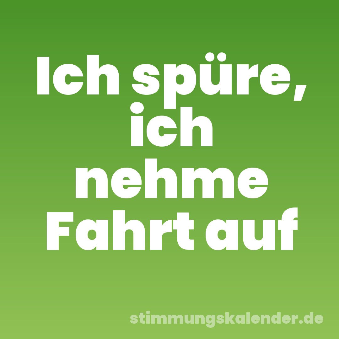 Ich spüre, ich nehme Fahrt auf