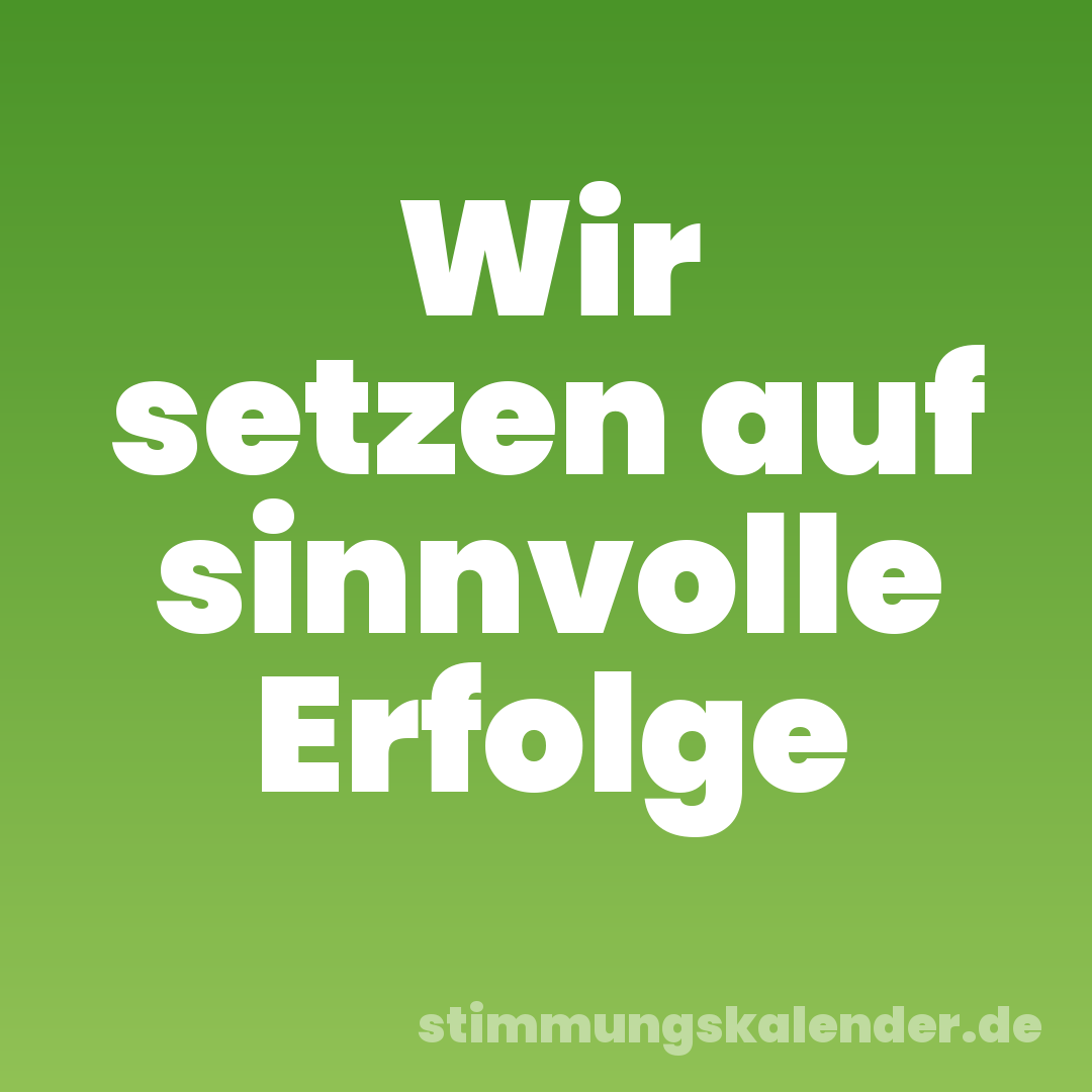 Wir setzen auf sinnvolle Erfolge