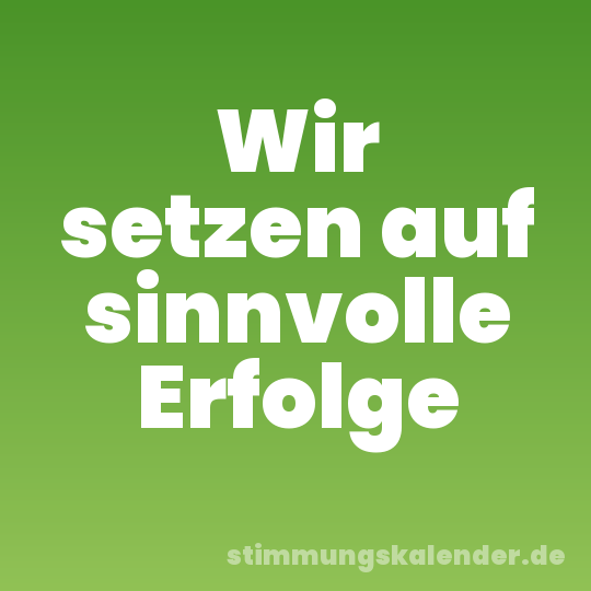 Wir setzen auf sinnvolle Erfolge