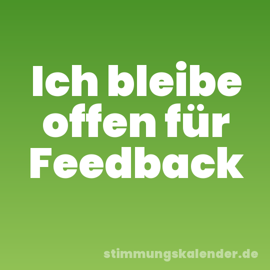 Ich bleibe offen für Feedback