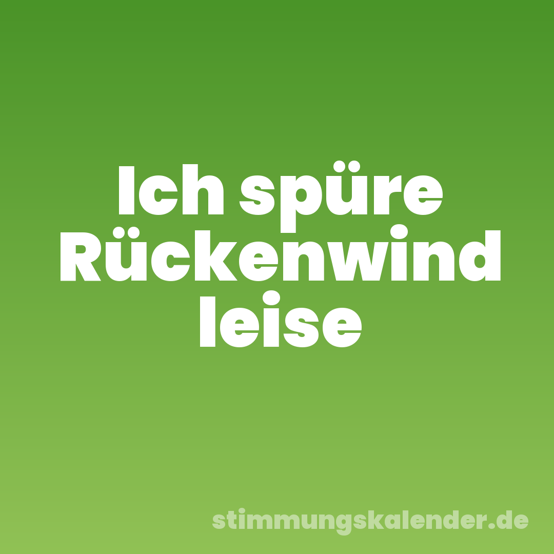 Ich spüre Rückenwind leise