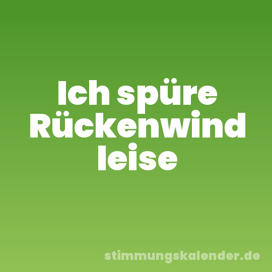 Ich spüre Rückenwind leise