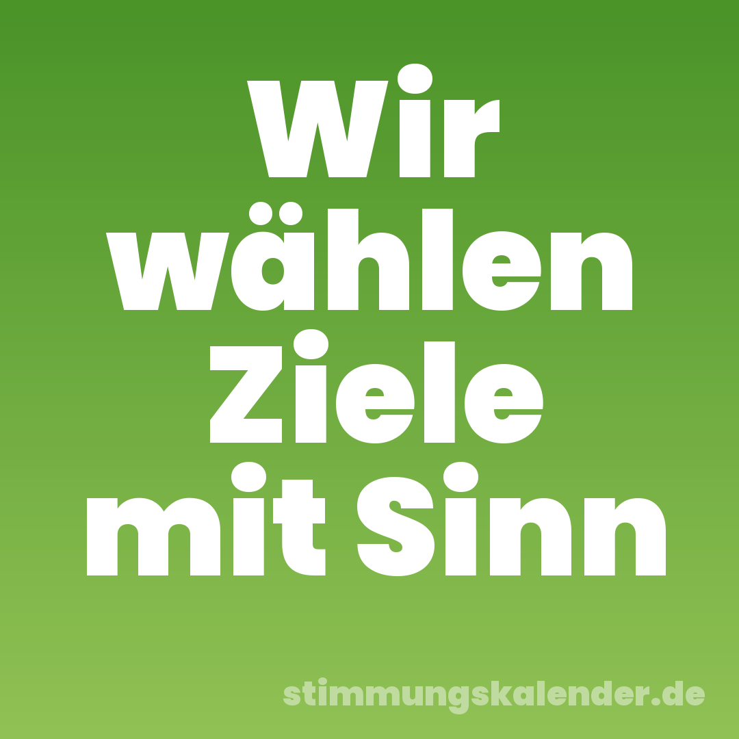 Wir wählen Ziele mit Sinn
