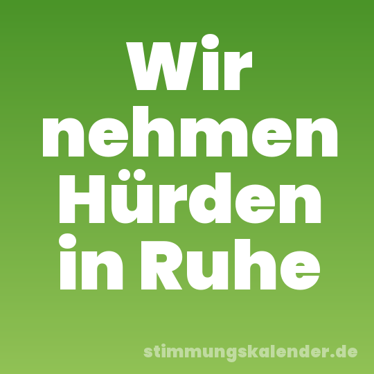 Wir nehmen Hürden in Ruhe