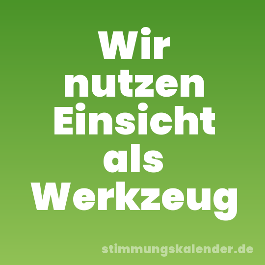 Wir nutzen Einsicht als Werkzeug