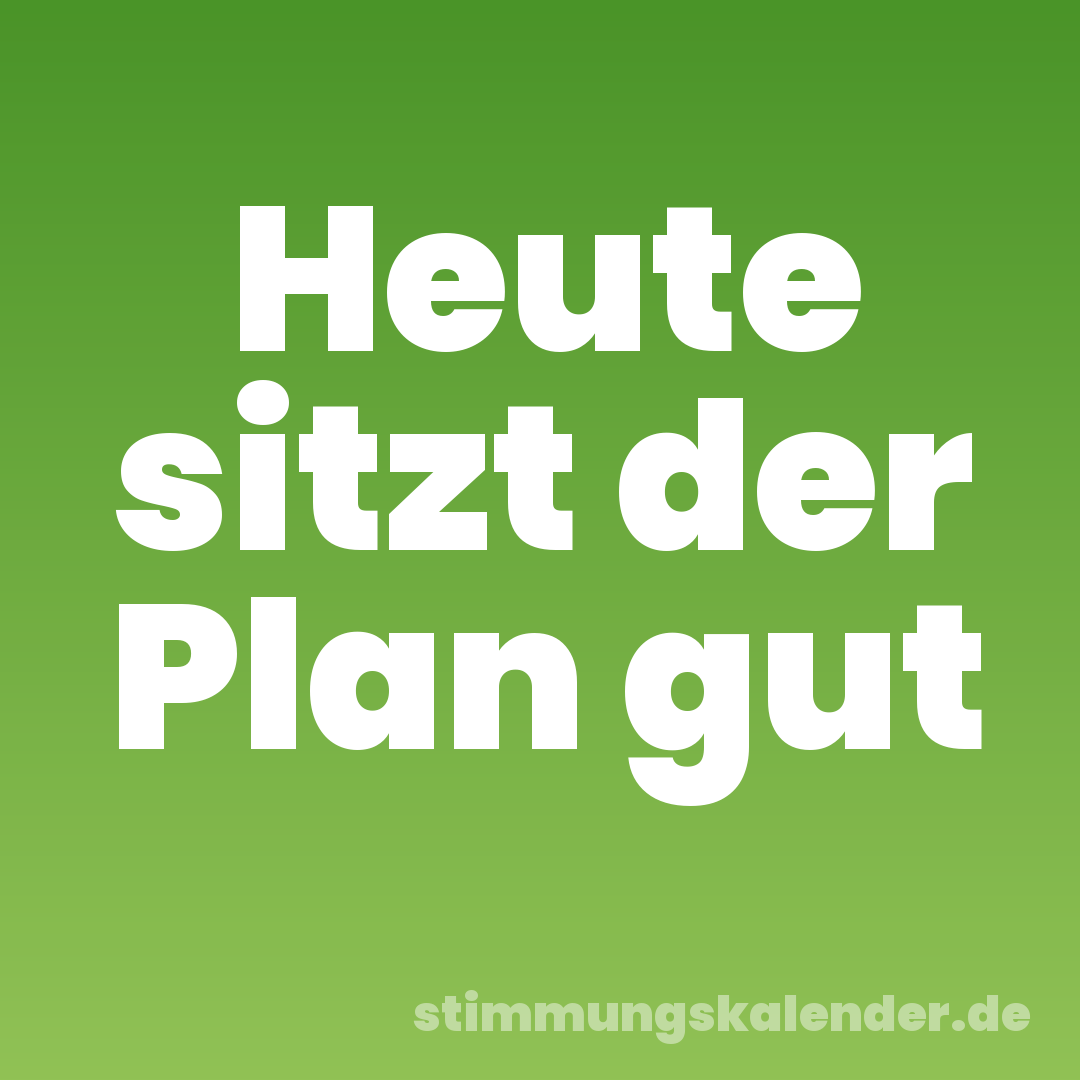 Heute sitzt der Plan gut