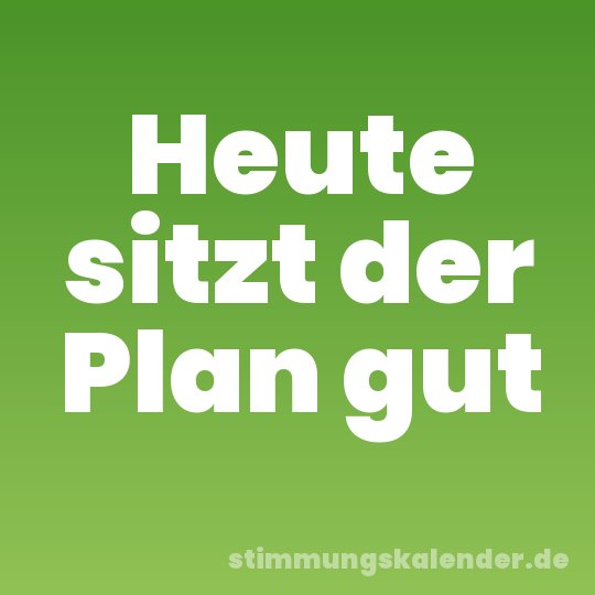 Heute sitzt der Plan gut