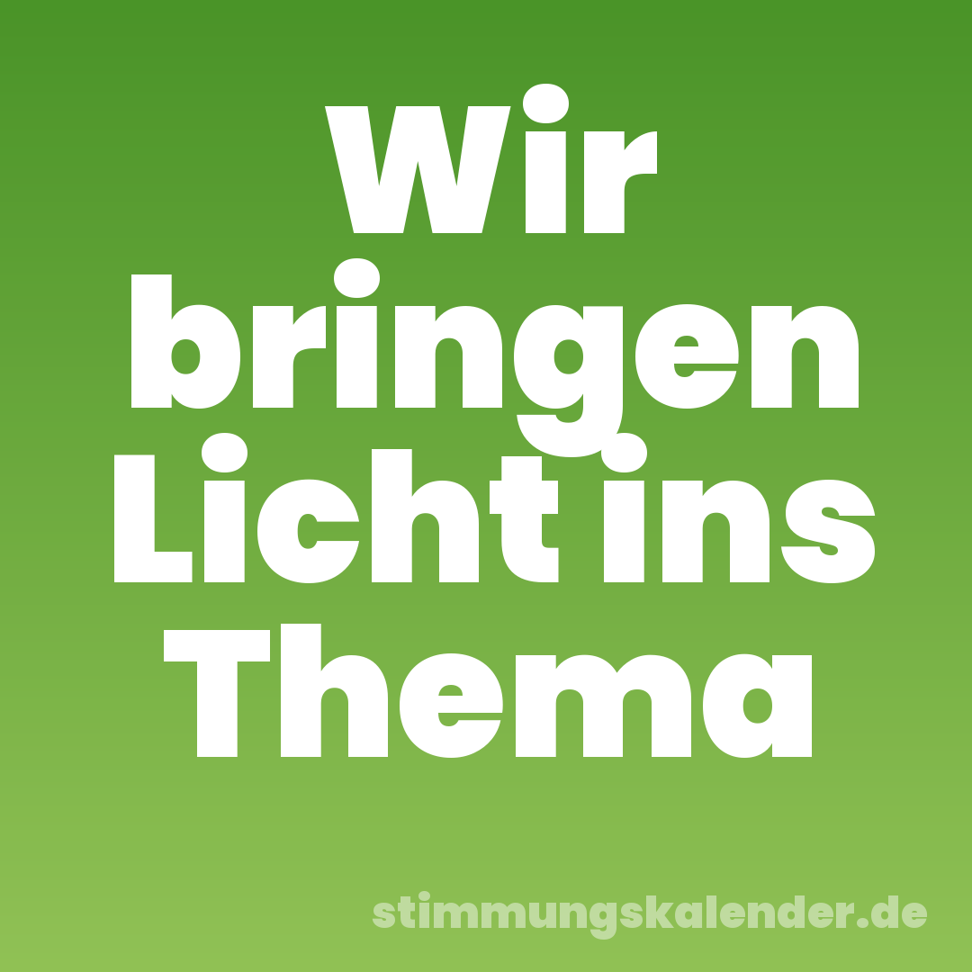 Wir bringen Licht ins Thema