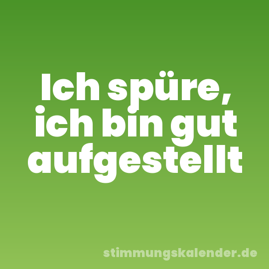 Ich spüre, ich bin gut aufgestellt