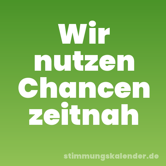 Wir nutzen Chancen zeitnah