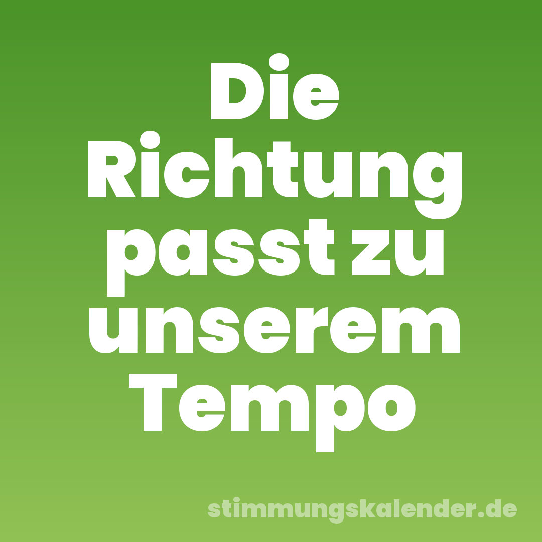 Die Richtung passt zu unserem Tempo