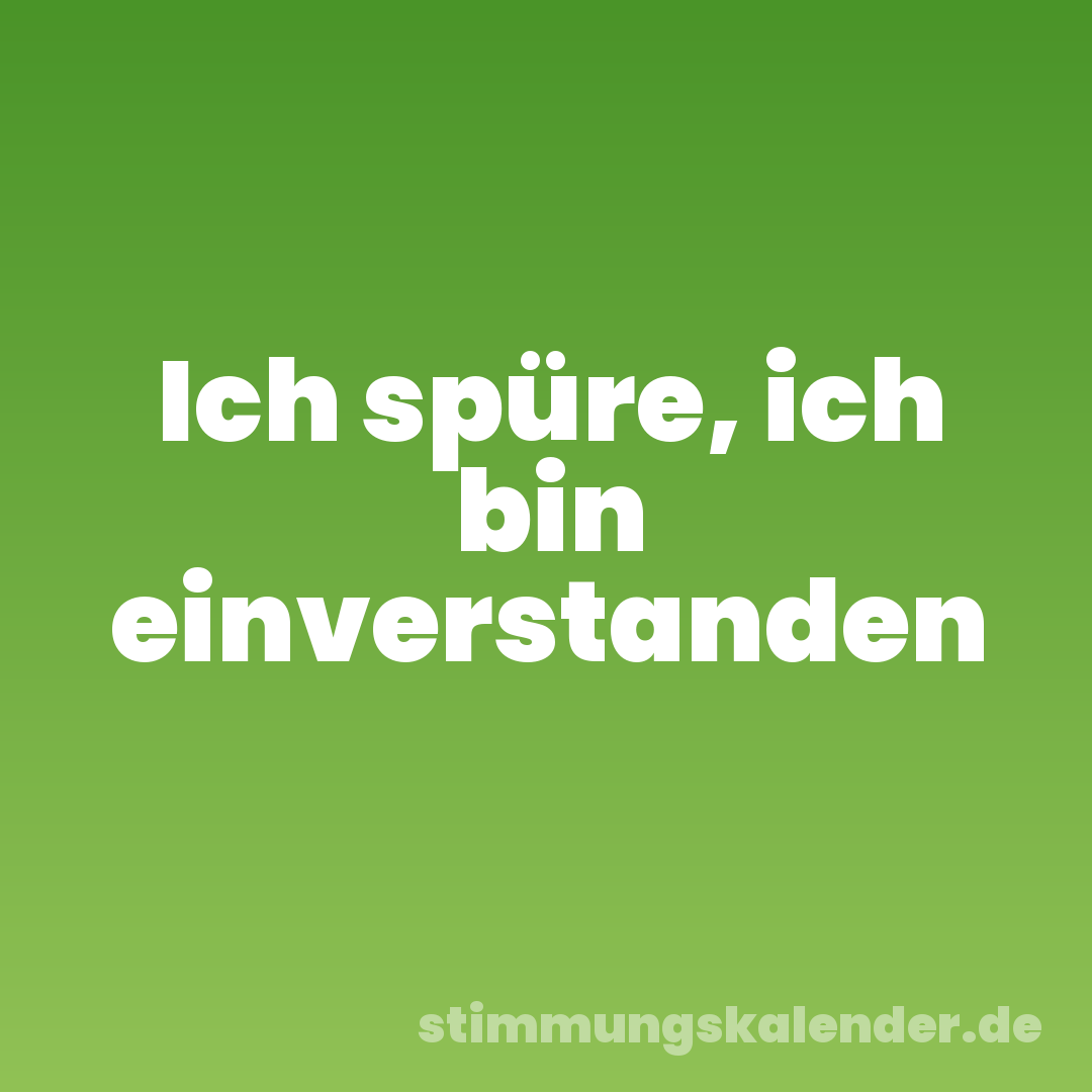 Ich spüre, ich bin einverstanden