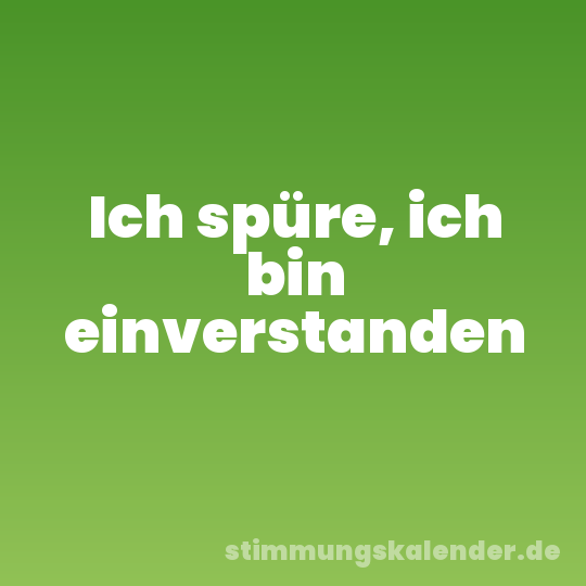 Ich spüre, ich bin einverstanden