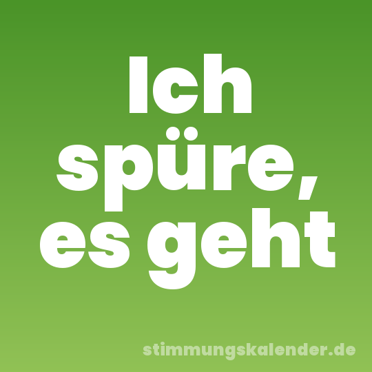 Ich spüre, es geht