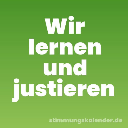 Wir lernen und justieren