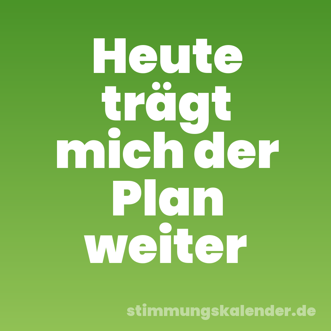 Heute trägt mich der Plan weiter