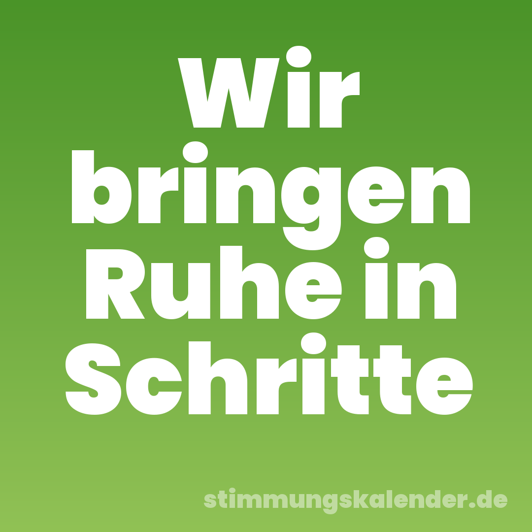 Wir bringen Ruhe in Schritte