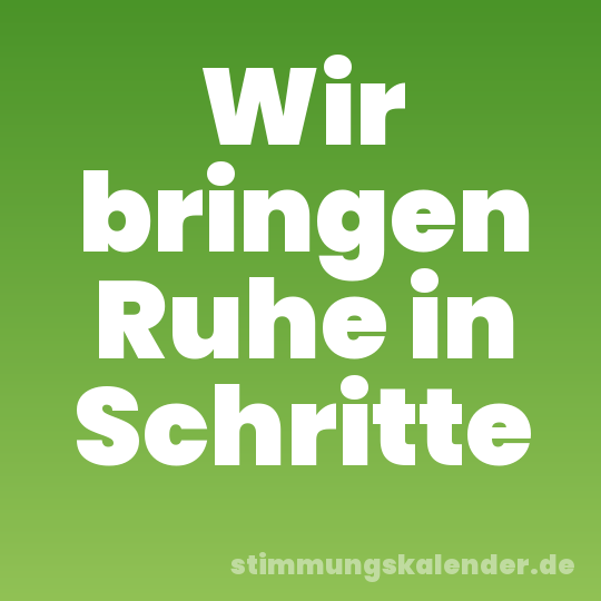 Wir bringen Ruhe in Schritte