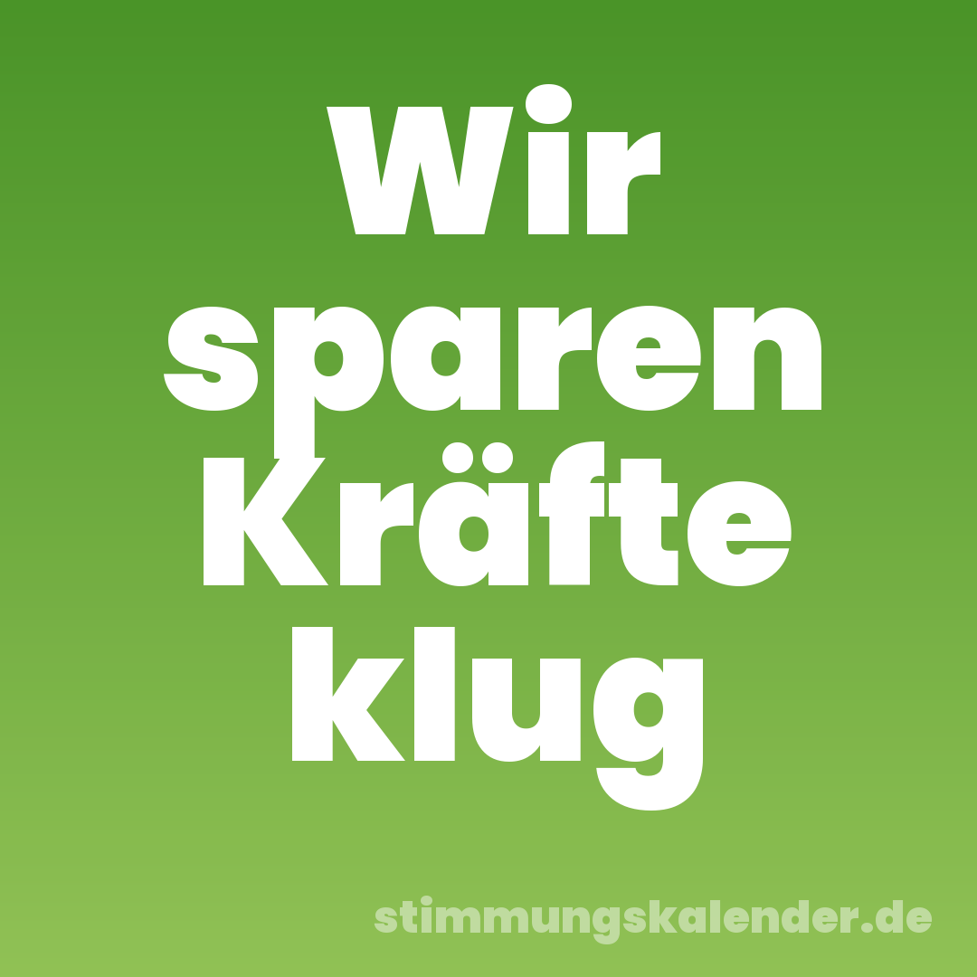 Wir sparen Kräfte klug