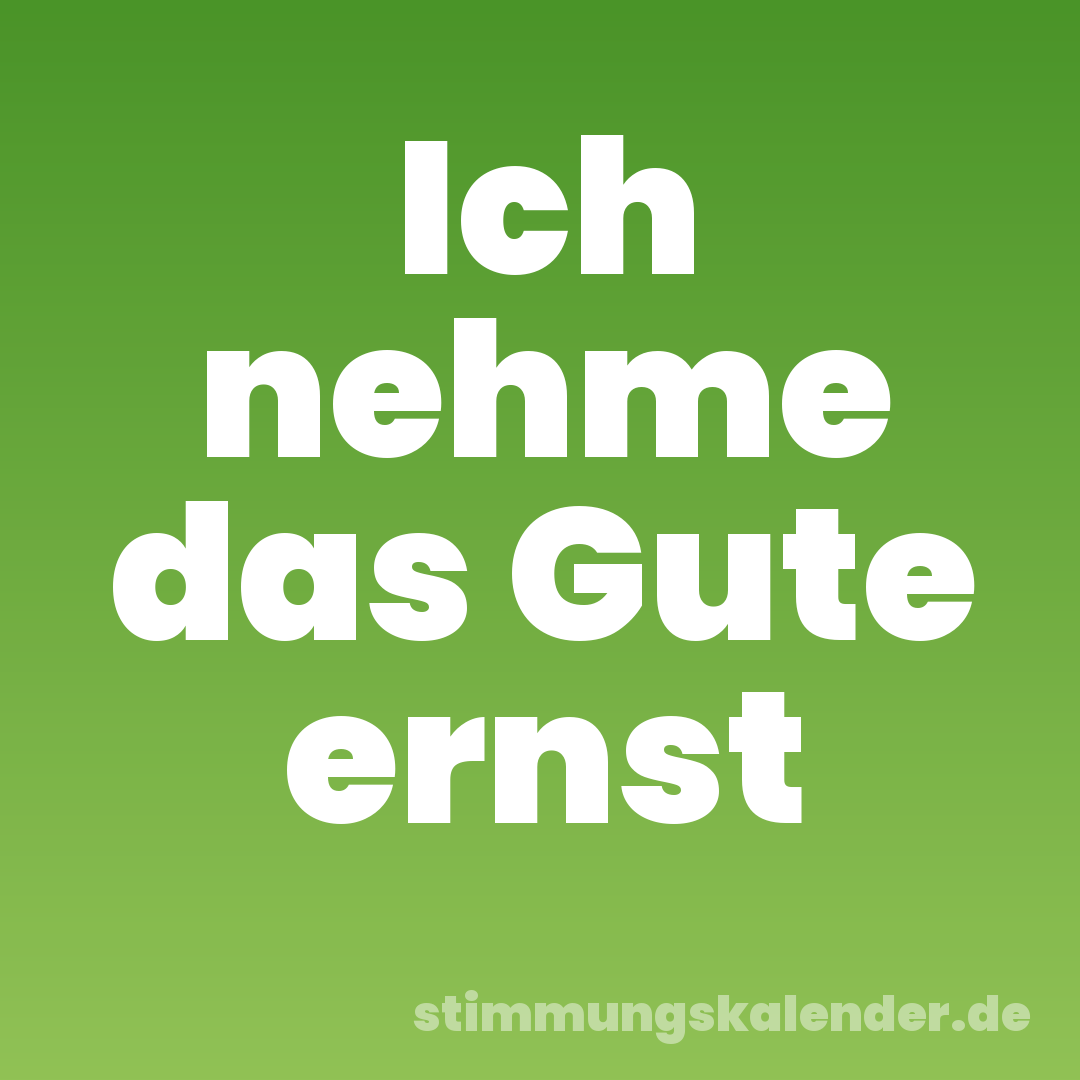Ich nehme das Gute ernst