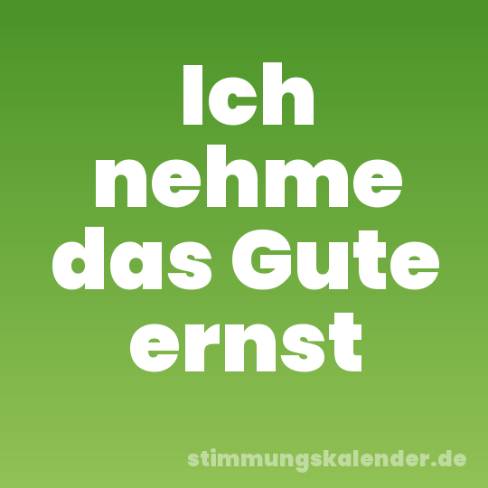 Ich nehme das Gute ernst