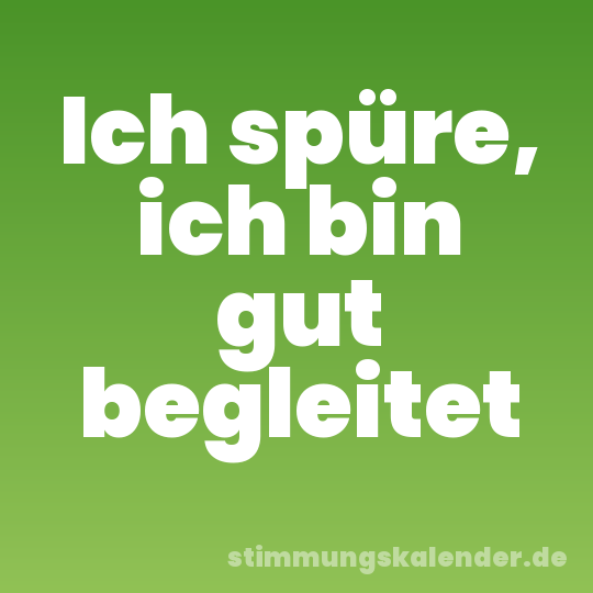 Ich spüre, ich bin gut begleitet
