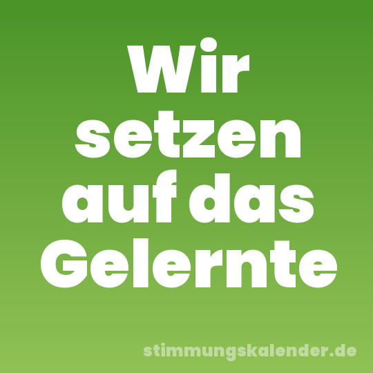 Wir setzen auf das Gelernte