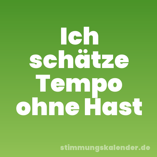 Ich schätze Tempo ohne Hast