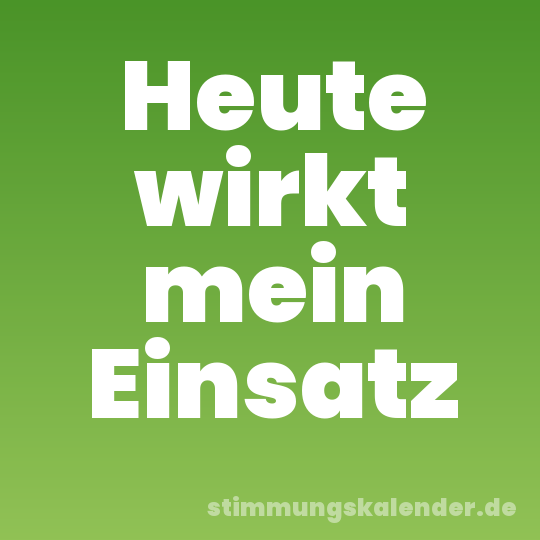 Heute wirkt mein Einsatz