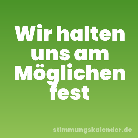 Wir halten uns am Möglichen fest
