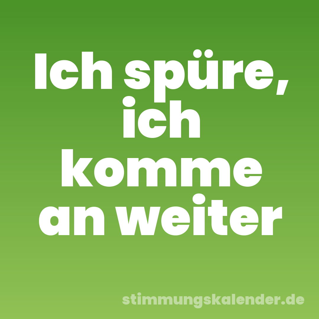 Ich spüre, ich komme an weiter