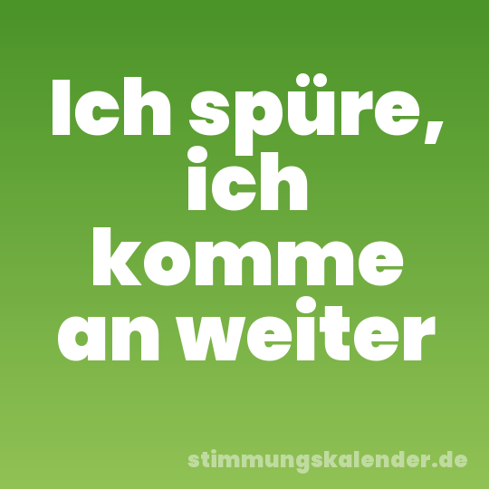 Ich spüre, ich komme an weiter